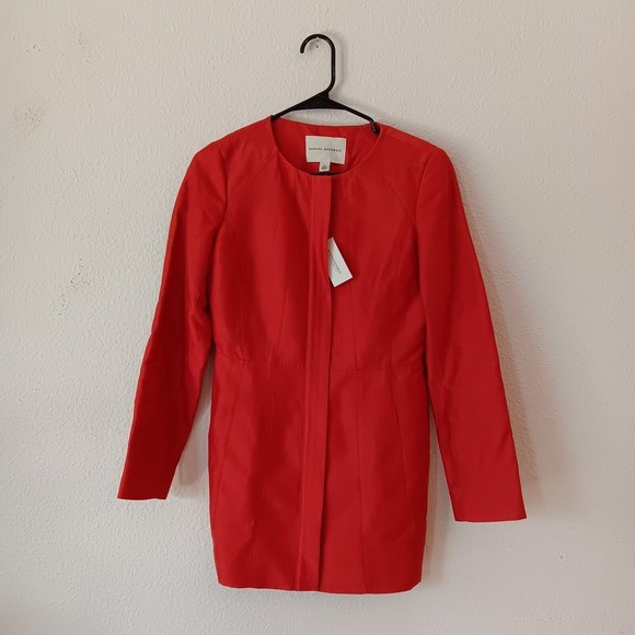 Banana Republic Silk Blend Blazer Extra Small Womens Zip Closure Coral NWT $175 - Picture 1 of 11